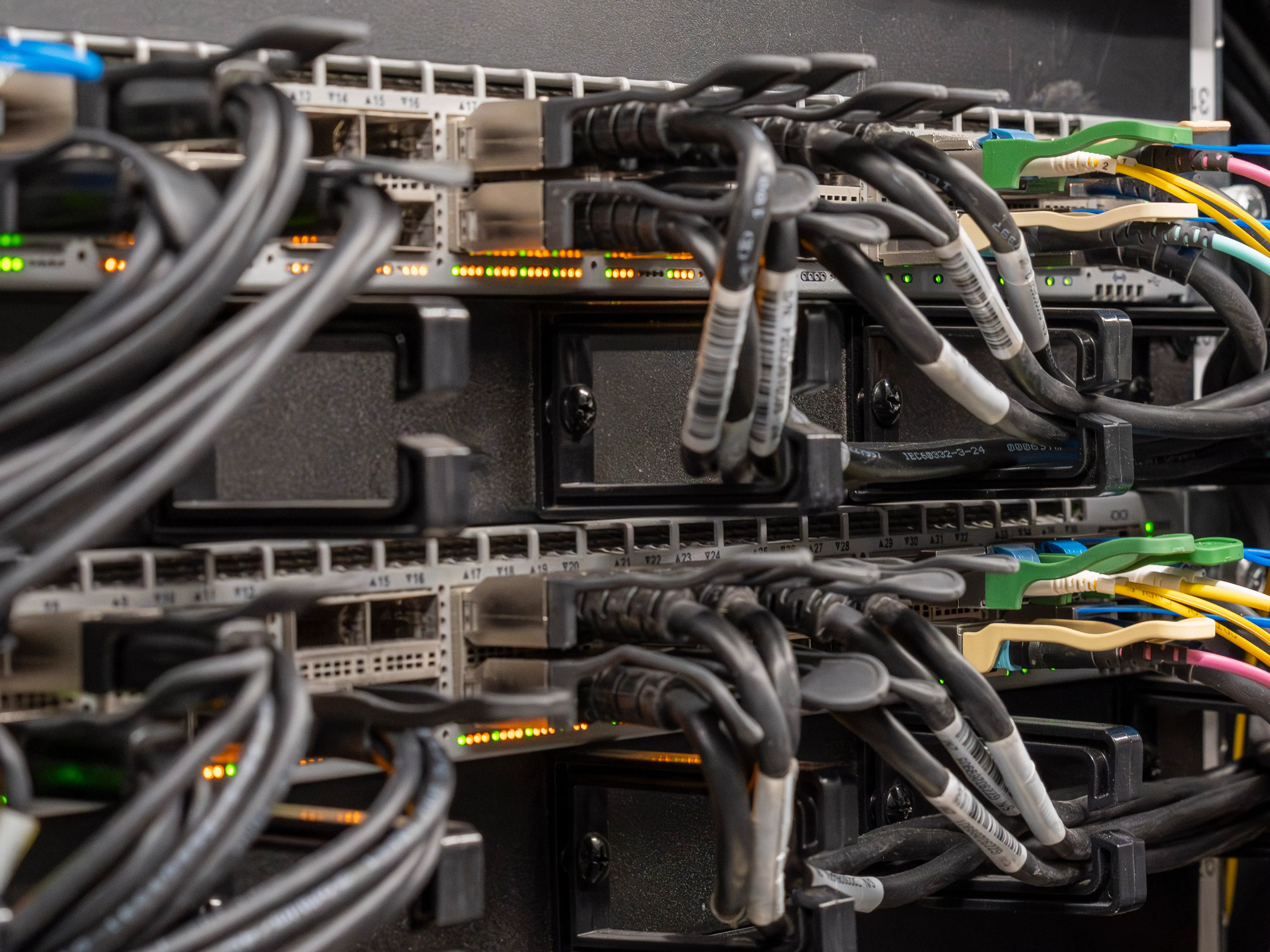 Network switches racked in one of our points of presence